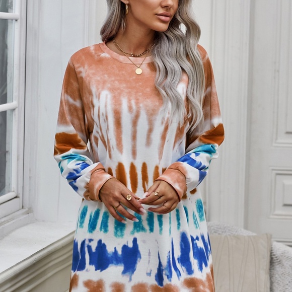 Waterschic Tie Dye Sweatshirt Dress Pink & Blue - Picture 10 of 11